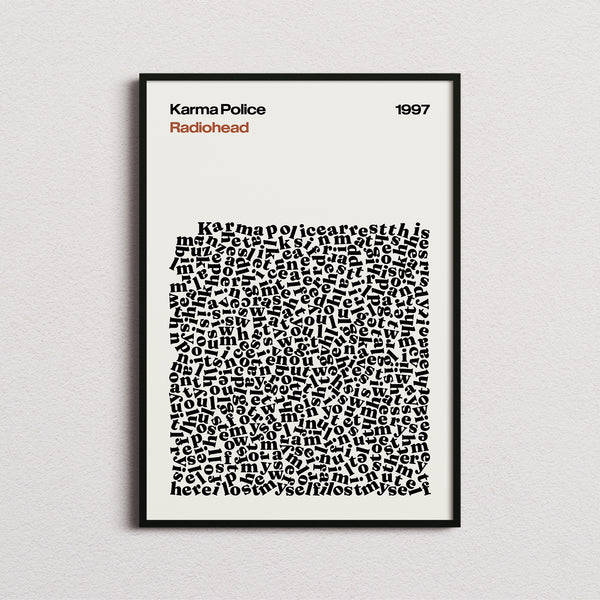 Radiohead Karma Police Lyric Print