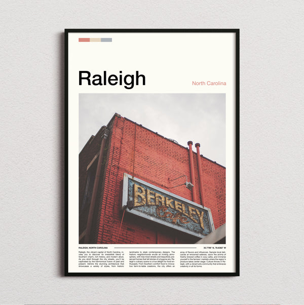 Raleigh - Brick Building With Sign - Travel Print