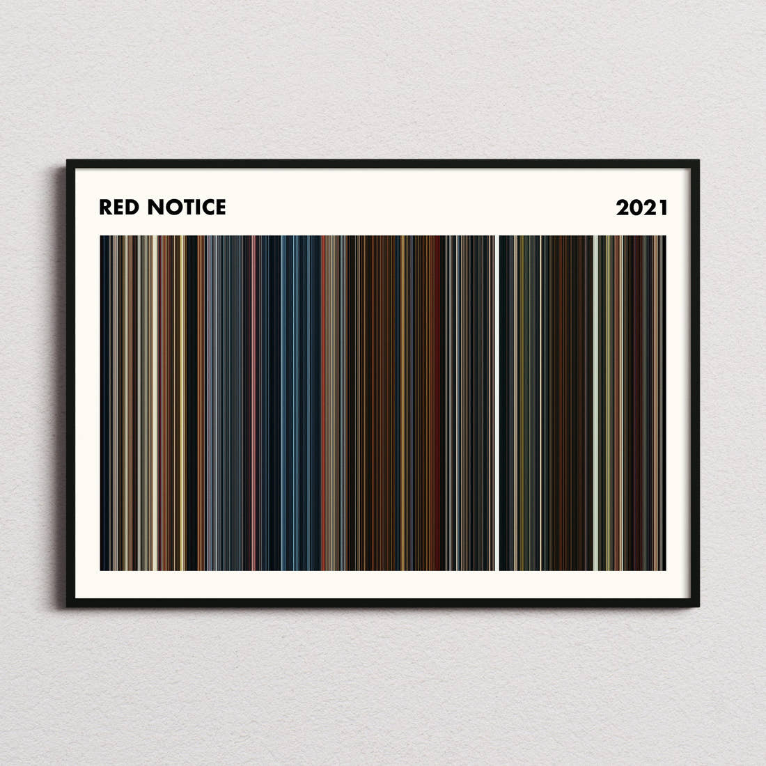 Red Notice Movie Barcode Poster - Simplified