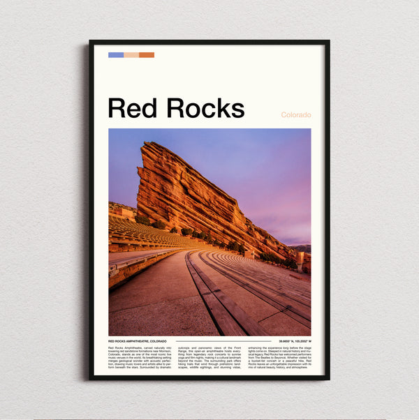 Red Rocks - Rock Amphitheatre At Dusk - Travel Print