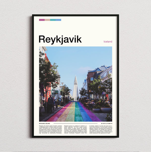 Reykjavik - Rainbow Street - Travel Print