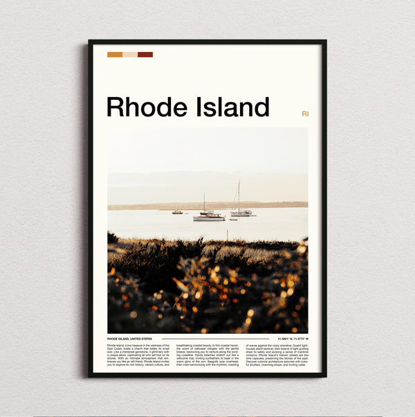 Rhode Island - Moored Sailboats - Travel Print