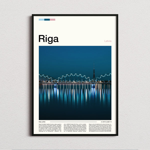 Riga - Bridge Lights Reflected - Travel Print