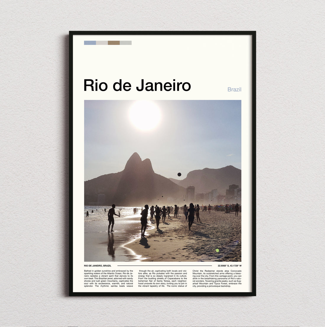 Rio De Janeiro - Beach And Mountain - Travel Print