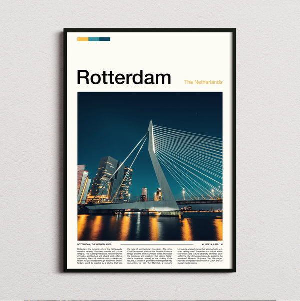 Rotterdam - Erasmusbrug At Night - Travel Print