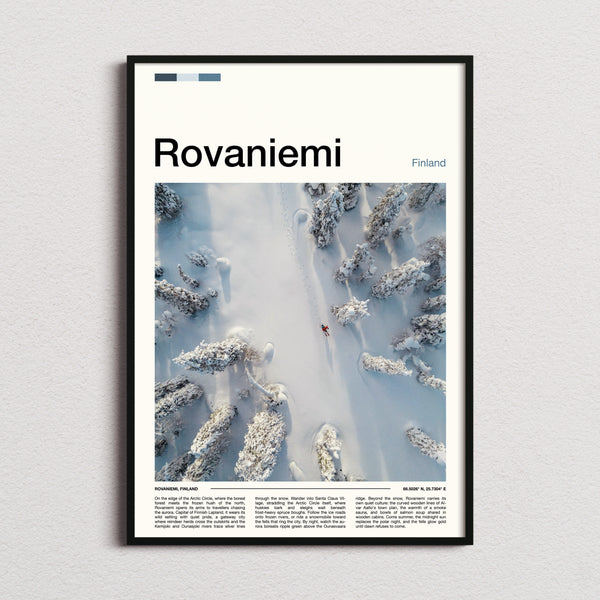 Rovaniemi Aerial Forest Trail Travel Print framed and photographed straight on