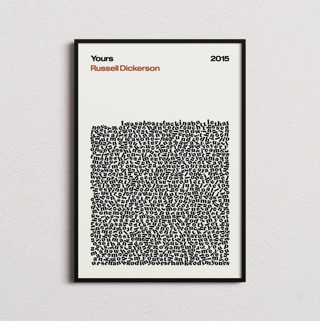 Russell Dickerson Yours Lyric Print in the cream colourway, framed