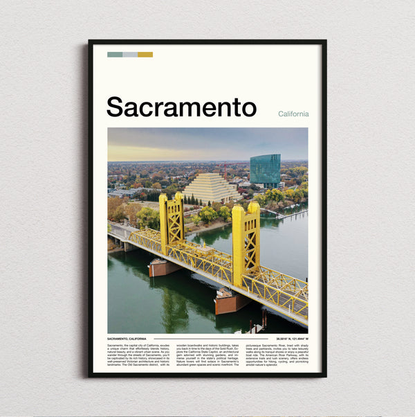 Sacramento - Tower Bridge Across The River - Travel Print