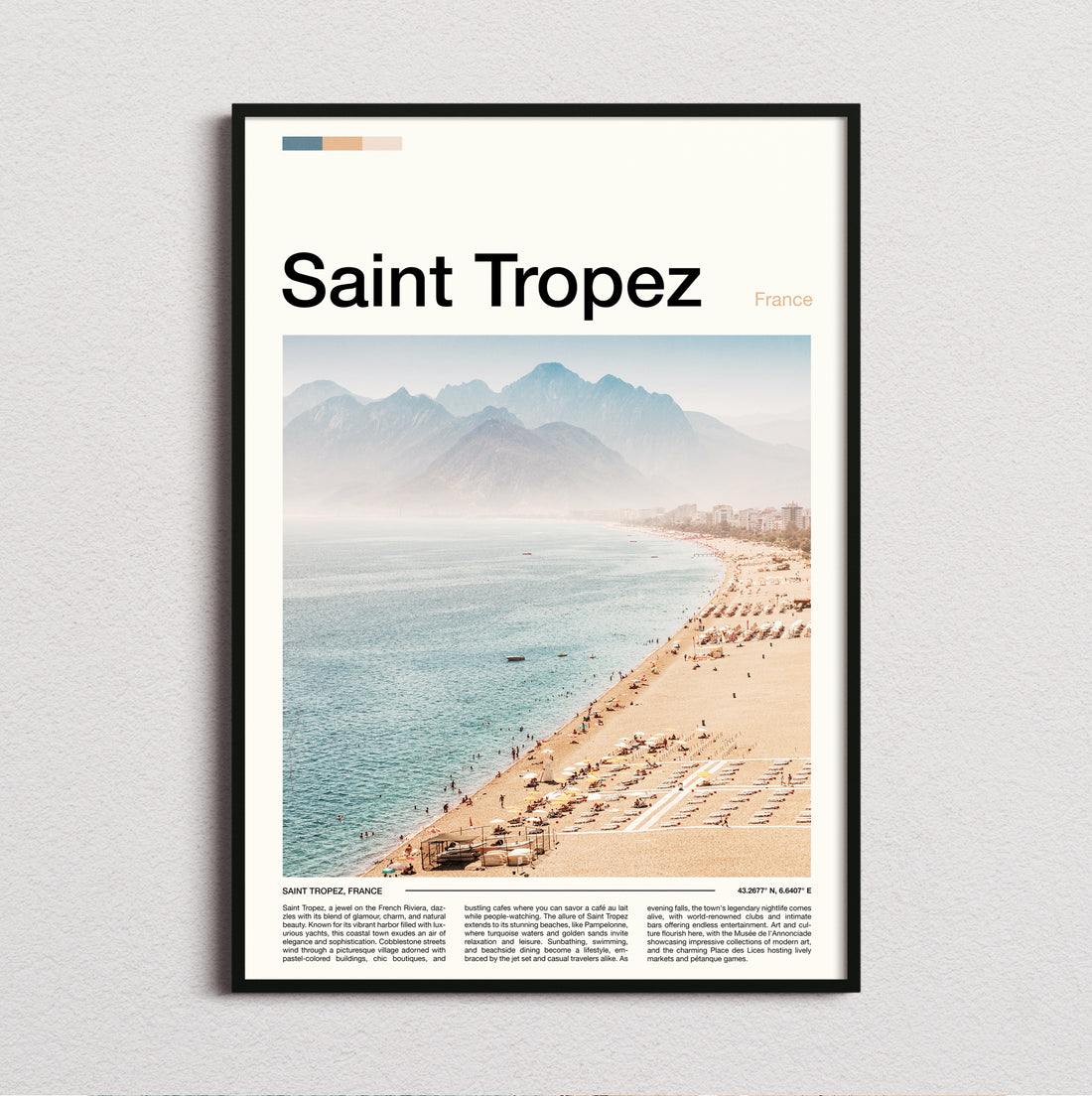 Saint Tropez - Beach And Sun Loungers - Travel Print