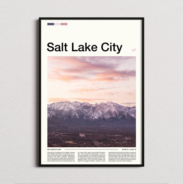 Salt Lake City - Snowy Mountains At Sunset - Travel Print