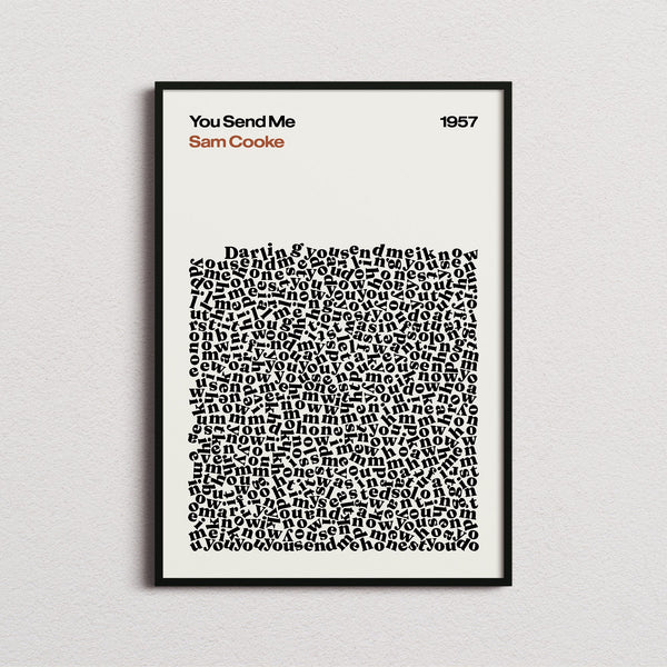 Sam Cooke You Send Me Lyric Print in the cream colourway, framed