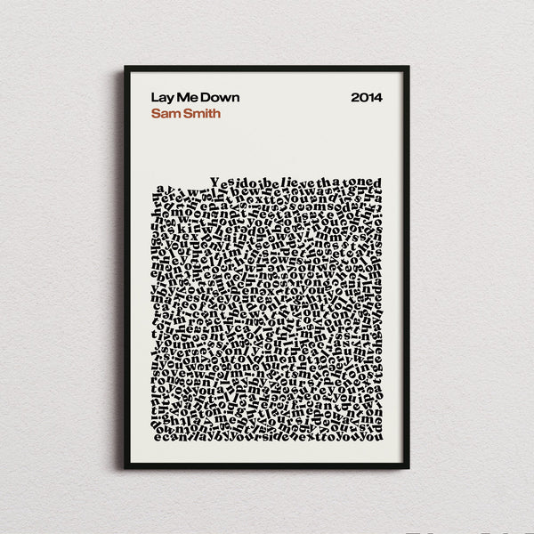 Sam Smith Lay Me Down Lyric Print in the cream colourway, framed