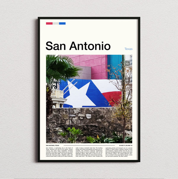 San Antonio - Texas Flag Mural - Travel Print