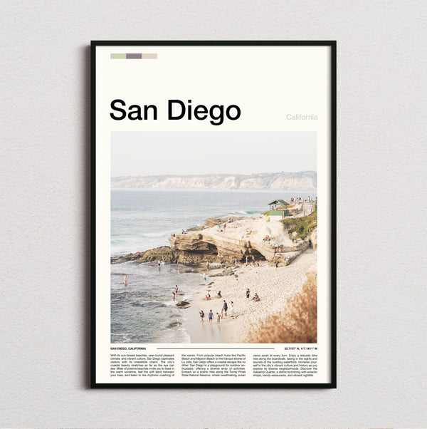 San Diego - Beach And Cliffs - Travel Print