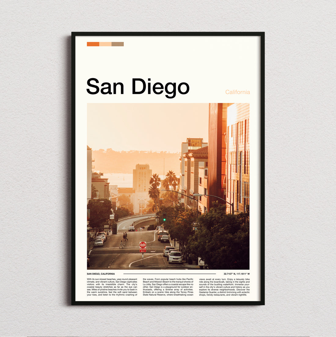 San Diego - Hazy City Street - Travel Print
