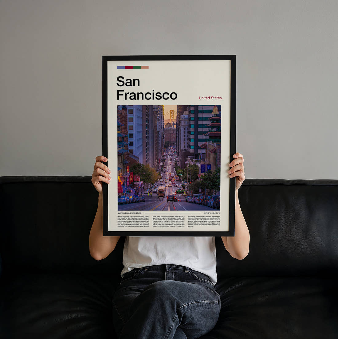San Francisco Steep City Street Travel Print held up by hand to show the size of the print