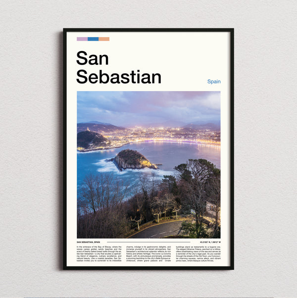 San Sebastian - Bay At Dusk - Travel Print