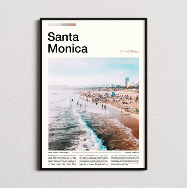 Santa Monica - Beach And Waves - Travel Print