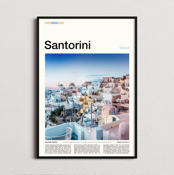 Santorini - Clifftop Village At Sunset - Travel Print