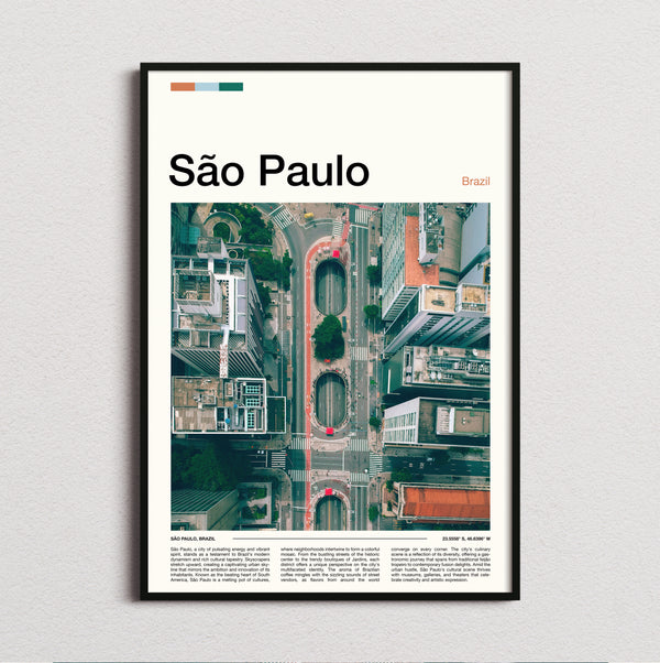 Sao Paulo - Aerial City View - Travel Print