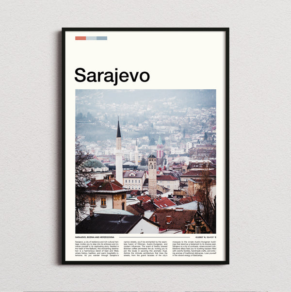 Sarajevo - Minaret Over Rooftops - Travel Print