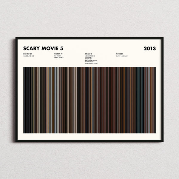 Scary Movie 5 Barcode Poster Movie Barcode Poster framed and photographed straight on