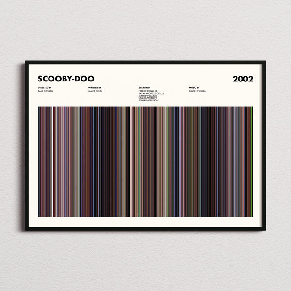 Scooby-Doo Movie Barcode Poster framed and photographed straight on