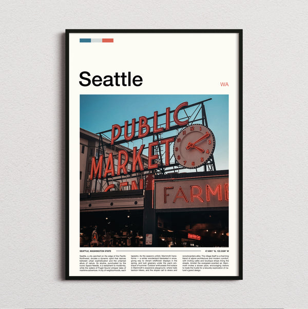Seattle - Glowing Public Market Sign - Travel Print