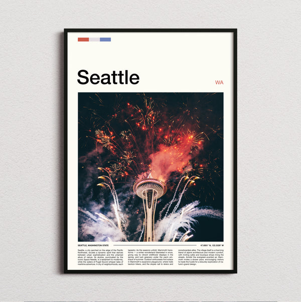 Seattle - Fireworks Over Space Needle - Travel Print