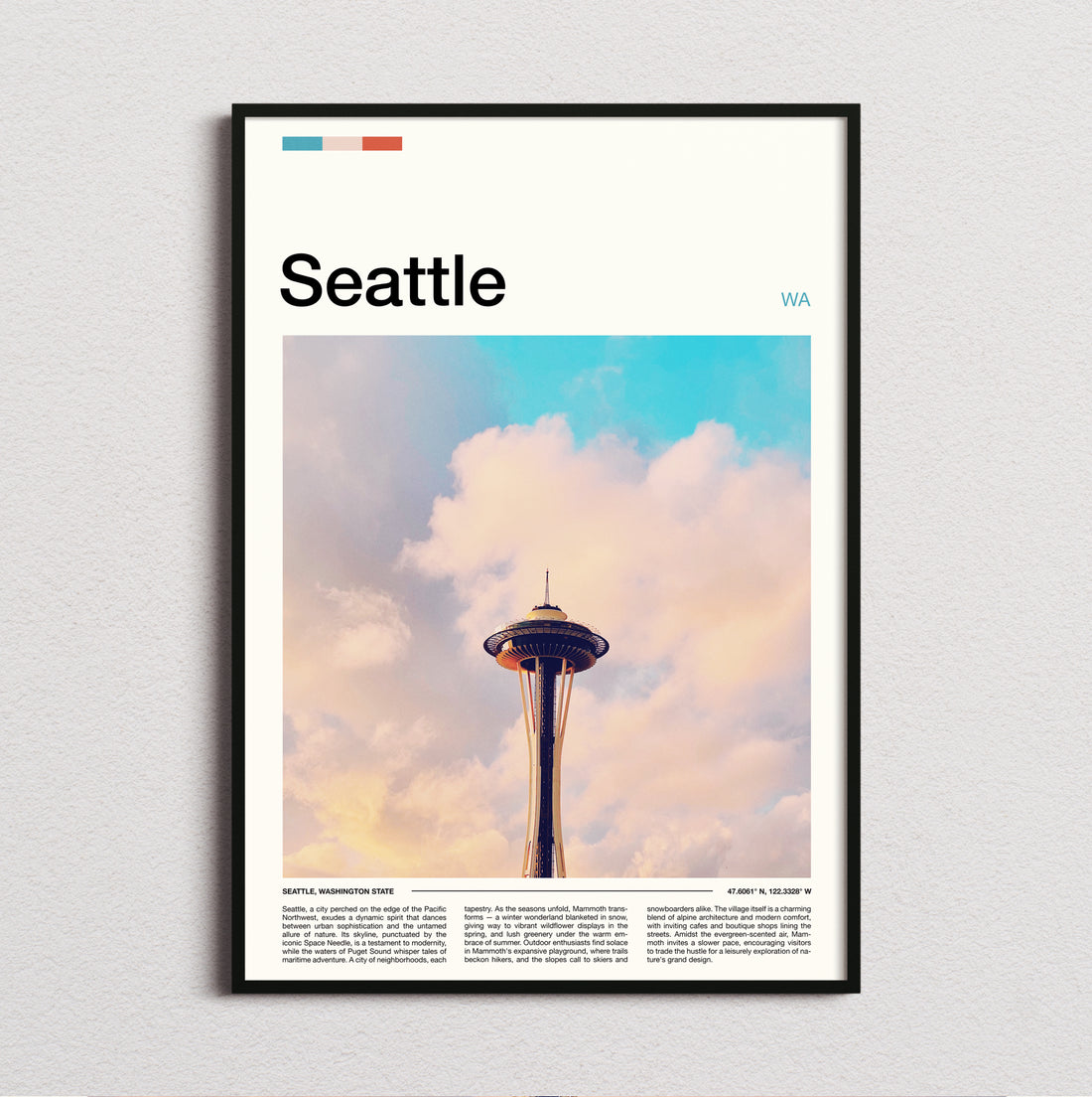 Seattle - Space Needle In The Clouds - Travel Print