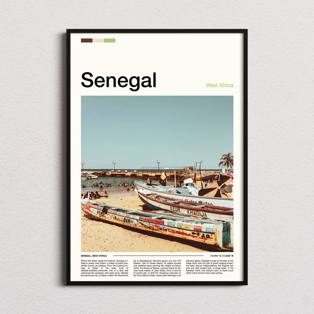 Senegal Weathered Fishing Boats Travel Print framed and photographed straight on