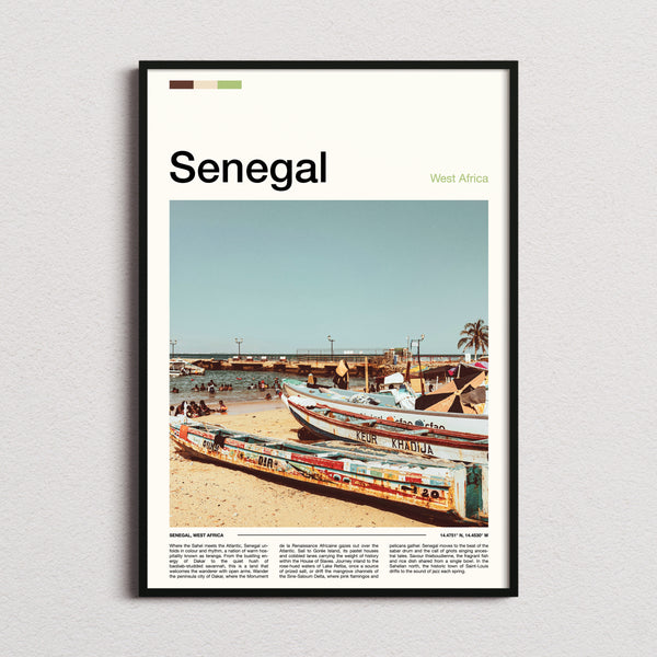 Senegal Weathered Fishing Boats Travel Print framed and photographed straight on
