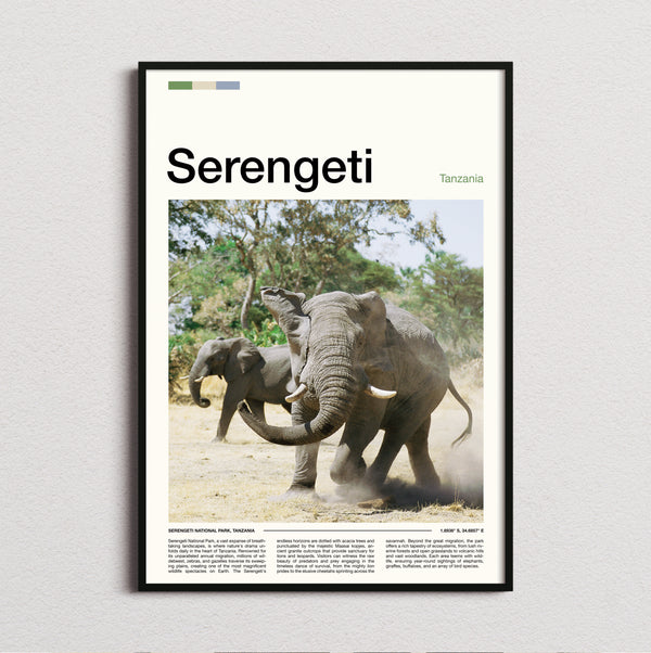 Serengeti - Elephants Sparring - Travel Print