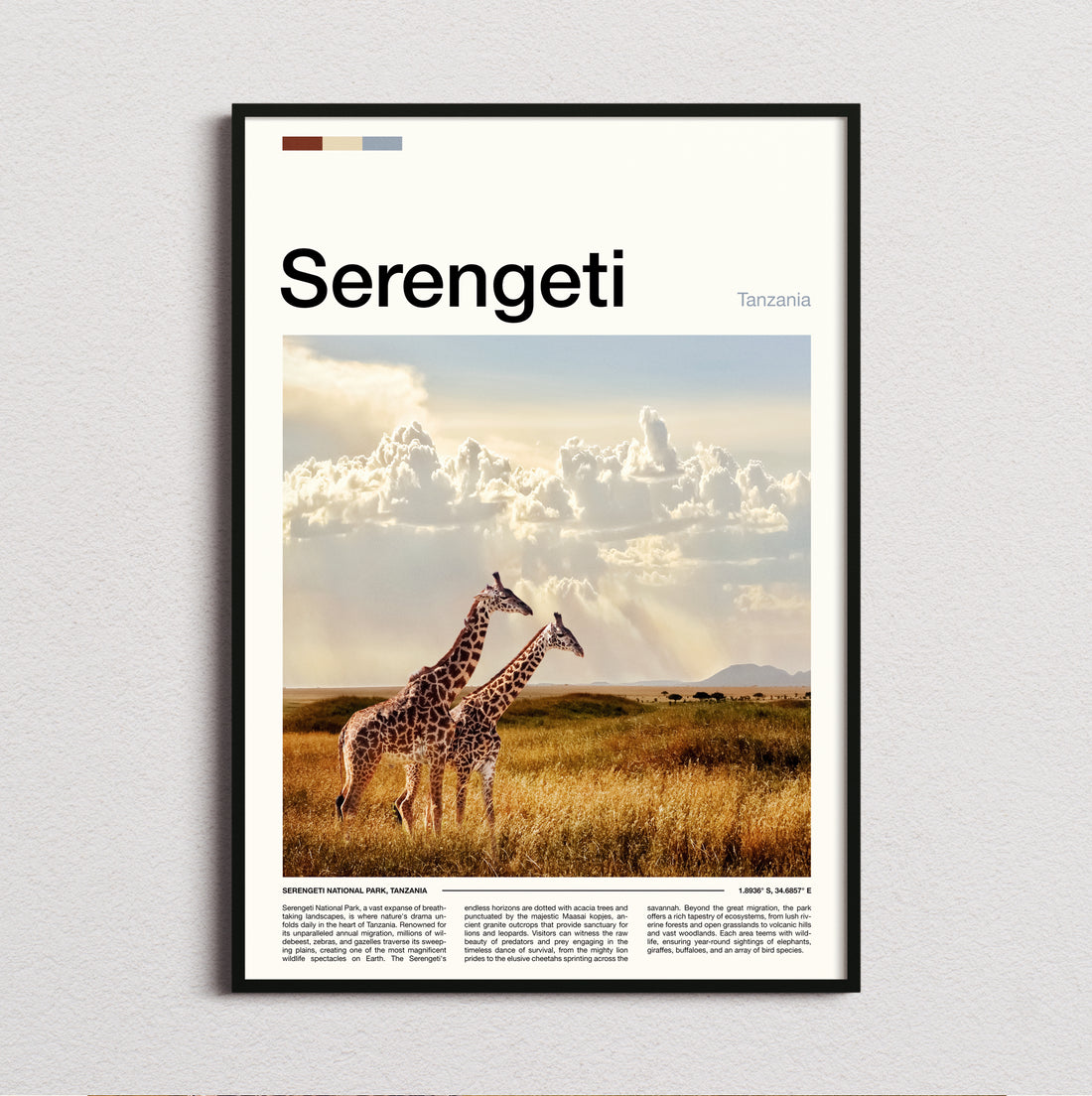 Serengeti - Giraffe On The Plains - Travel Print