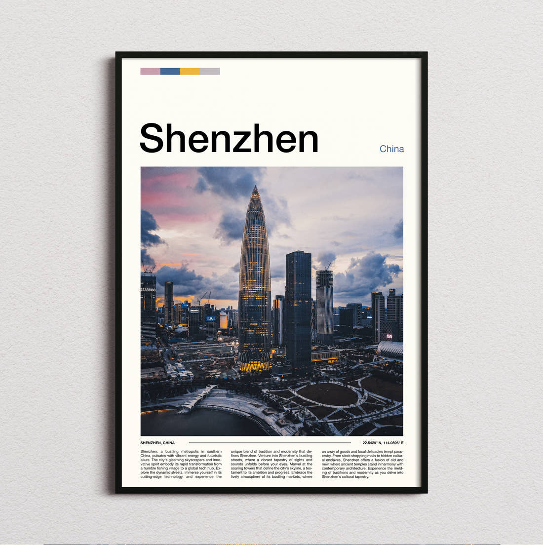 Shenzhen Travel Print framed and photographed straight on