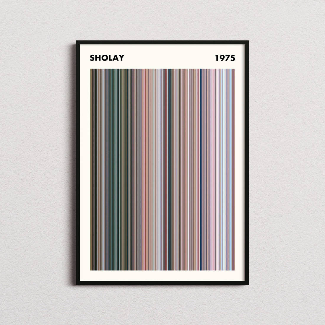 Sholay Movie Barcode Poster - Simplified