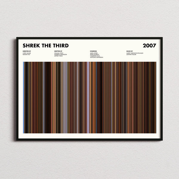 Shrek The Third Movie Barcode Poster