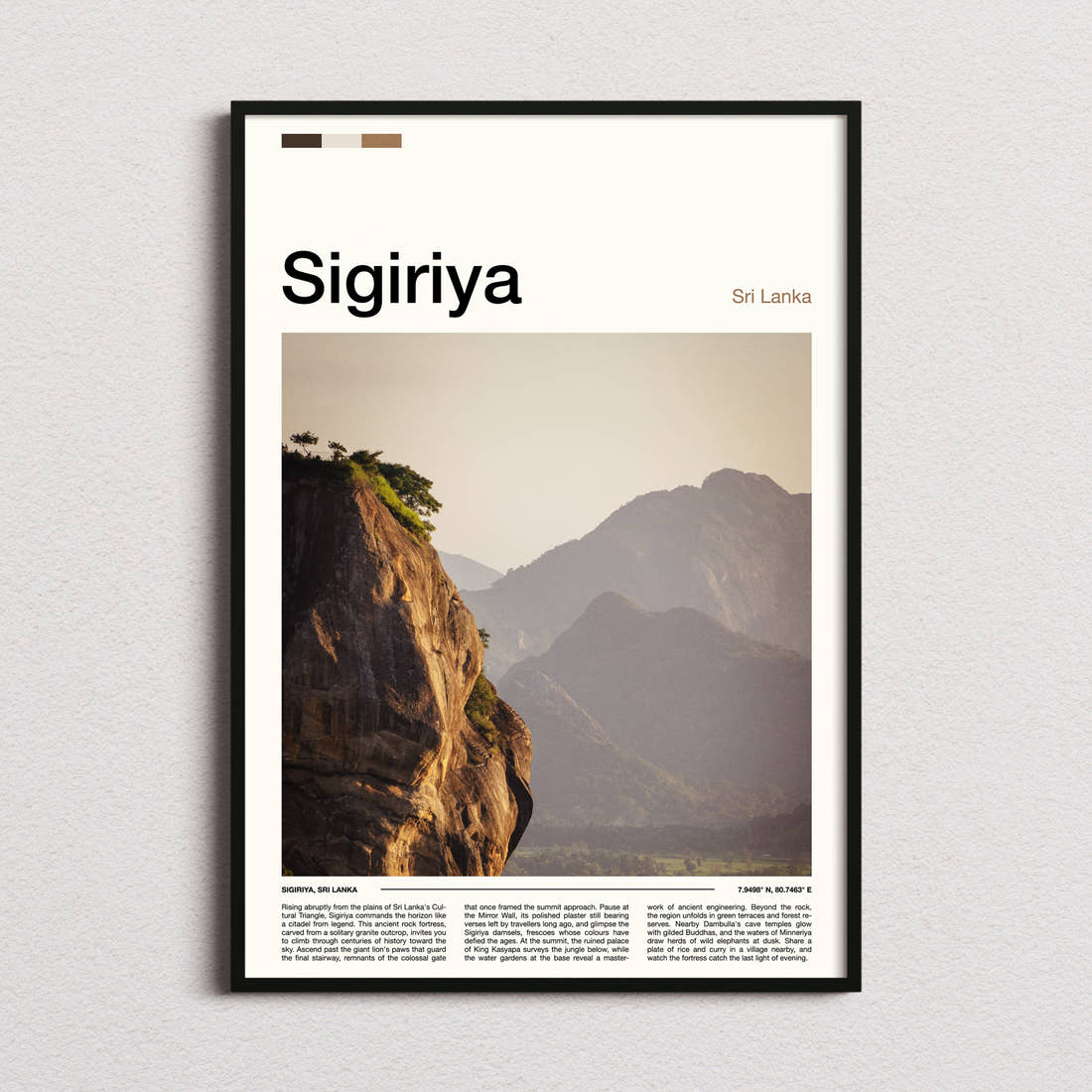 Sigiriya Granite Rock Outcrop Travel Print framed and photographed straight on
