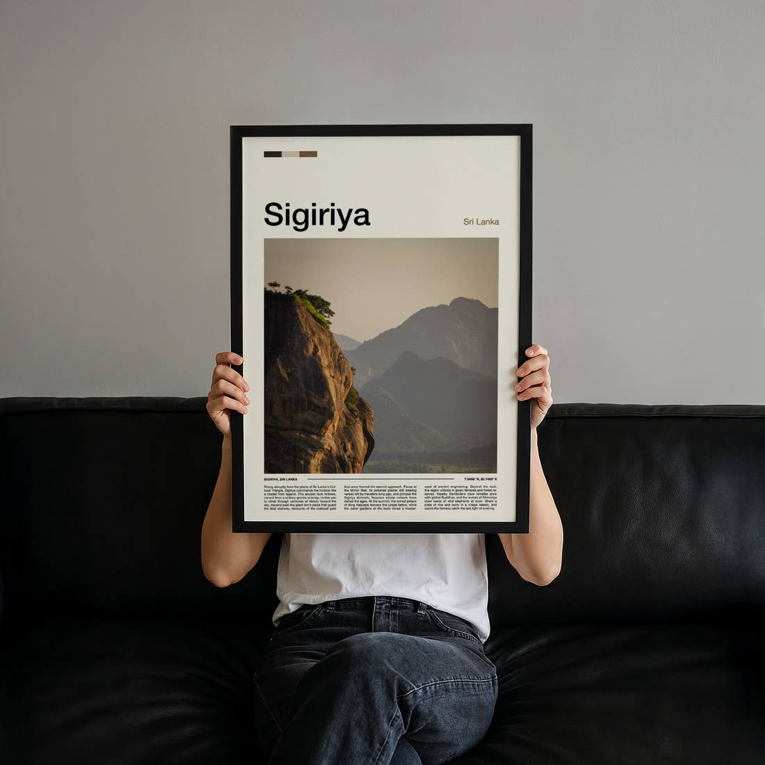 Sigiriya Granite Rock Outcrop Travel Print held up by hand to show the size of the print
