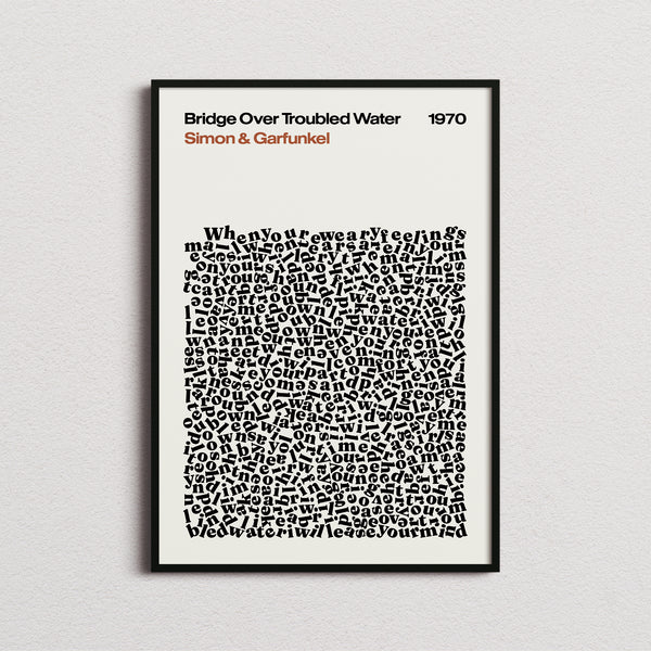 Simon & Garfunkel Bridge over Troubled Water Lyric Print