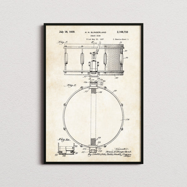 Snare Drum Patent Print