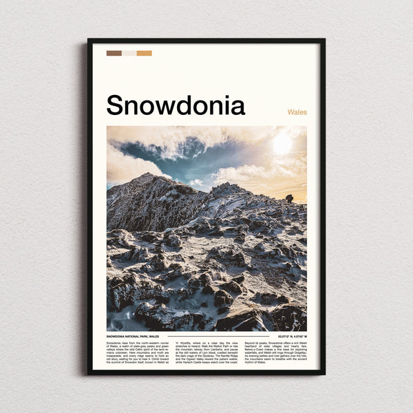 Snowdonia Snowbound Ridge Summit Travel Print framed and photographed straight on