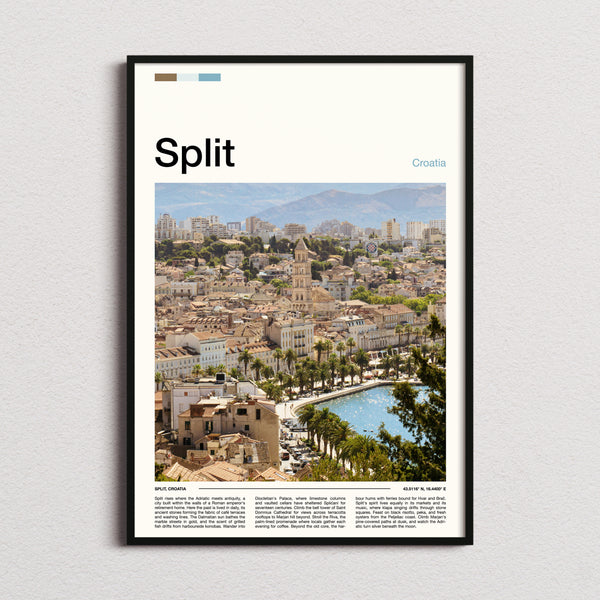 Split Cathedral Bell Tower View Travel Print framed and photographed straight on