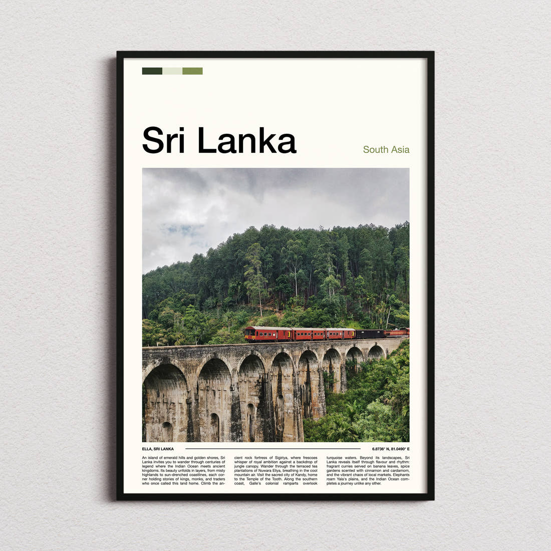 Sri Lanka Nine Arches Bridge Travel Print framed and photographed straight on