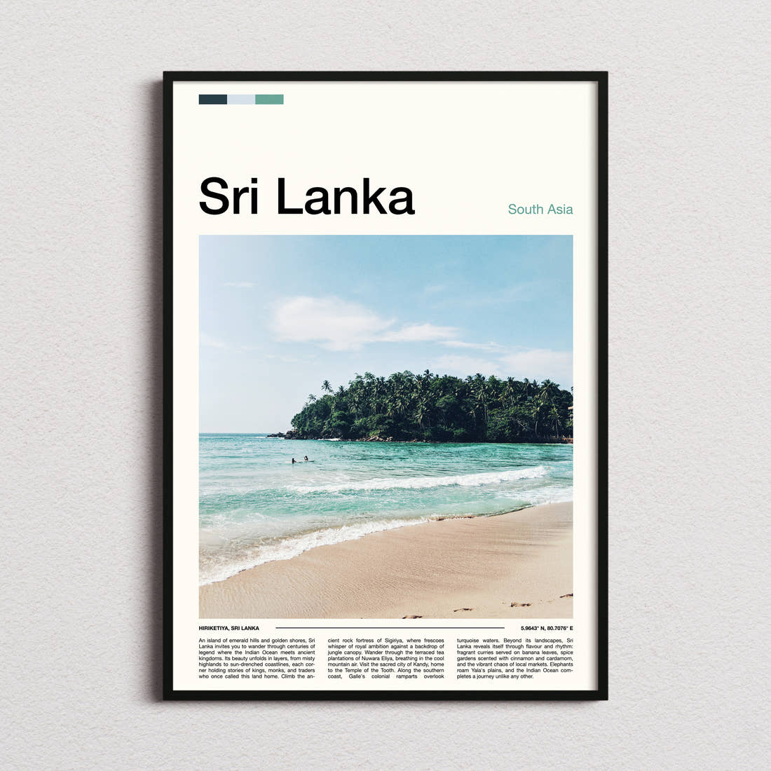 Sri Lanka Jungle Cove Shoreline Travel Print framed and photographed straight on