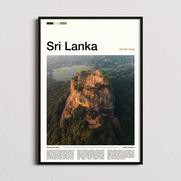 Sri Lanka Aerial Rock Fortress Travel Print framed and photographed straight on