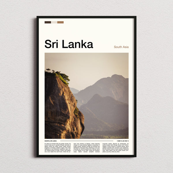 Sri Lanka Ancient Rock Fortress Travel Print framed and photographed straight on