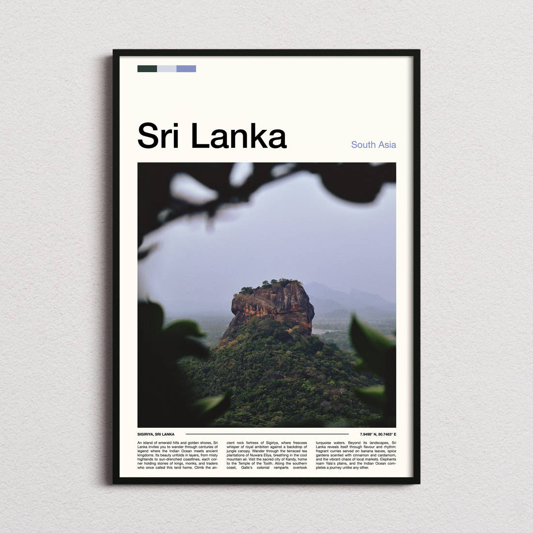 Sri Lanka Ancient Rock Fortress Travel Print framed and photographed straight on