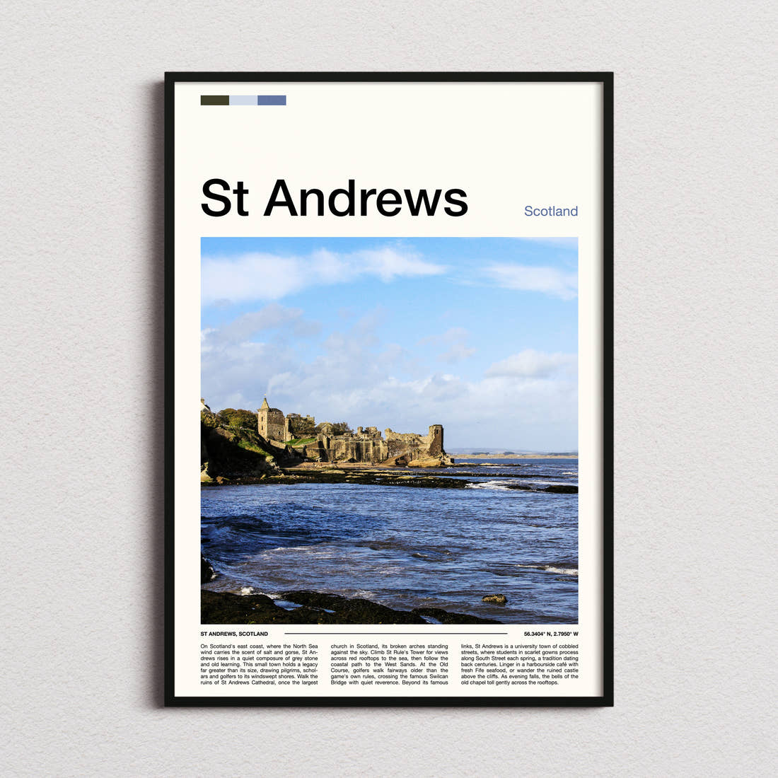 St Andrews Ruined Cathedral Coastline Travel Print framed and photographed straight on
