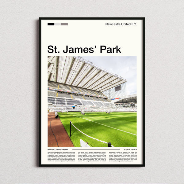 St James Park Stadium Print framed and photographed straight on